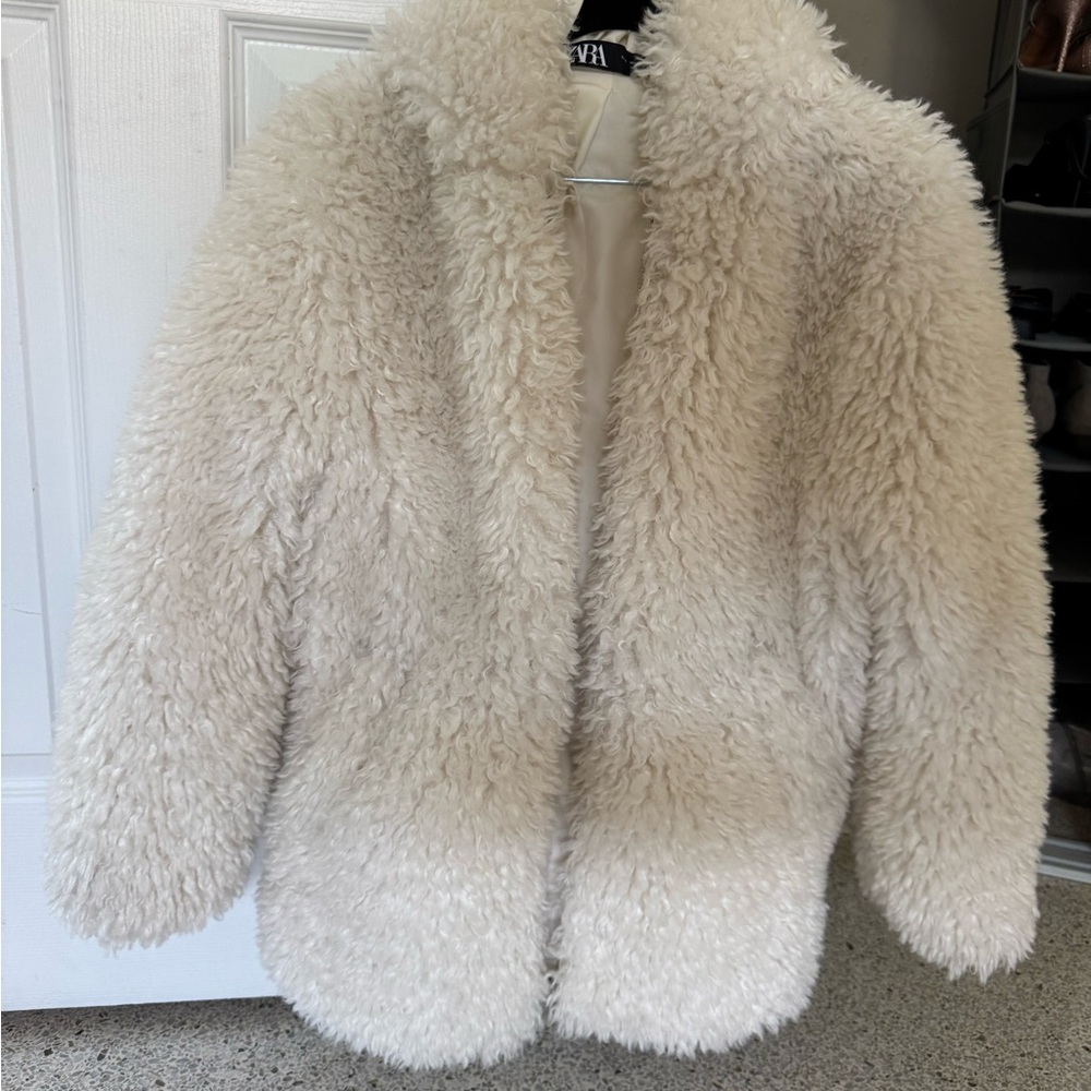 Fluffy Cream Faux Fur Jacket